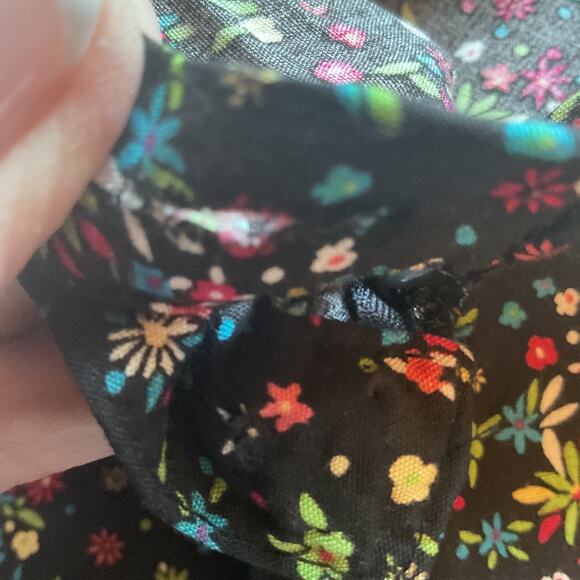 Christopher & Banks Black Floral Fit & Flare Midi Elastic Back Band Skirt 14 - Picture 7 of 8